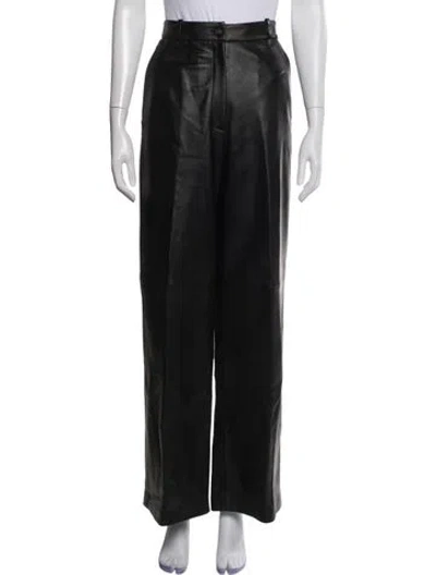 Pre-owned Loulou Studio Lambskin Wide Leg Pants In Black