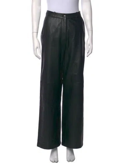 Pre-owned Loulou Studio Lambskin Wide Leg Pants In Black