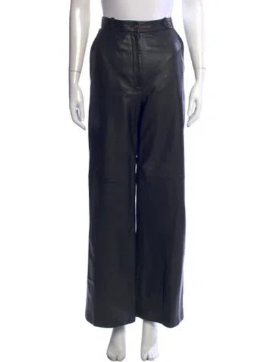 Pre-owned Loulou Studio Lambskin Wide Leg Pants In Blue