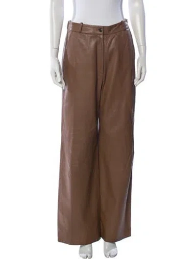 Pre-owned Loulou Studio Lambskin Wide Leg Pants In Neutral