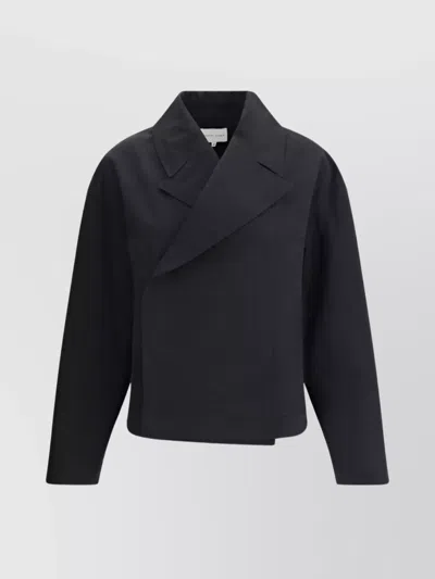 Loulou Studio Lapel Jacket Modern Front Pockets In Black