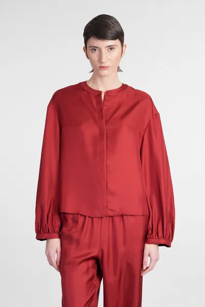 LOULOU STUDIO LEA BLOUSE IN RED SILK
