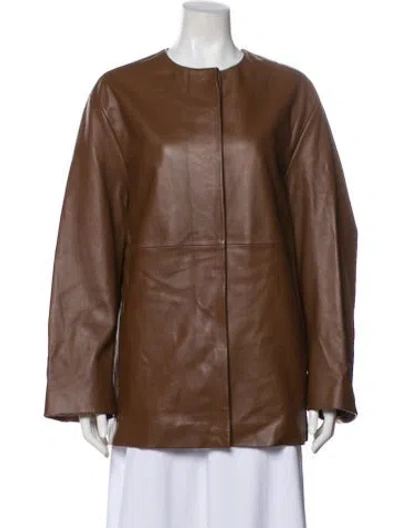 Pre-owned Loulou Studio Leather Bomber Jacket In Brown