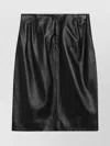 Loulou Studio Leather High Waist Midi Skirt With Back Slit In Black