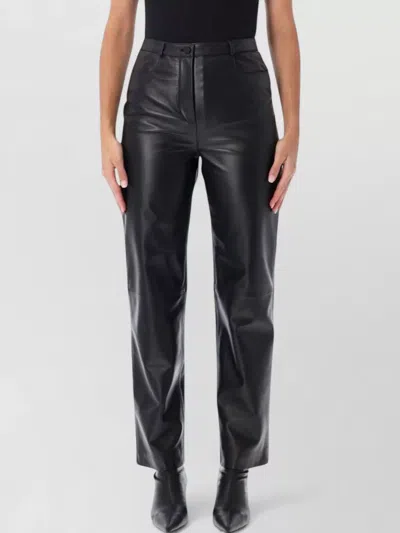 Loulou Studio Leather High-rise Tapered Trousers In Black