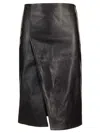 Loulou Studio Leather Midi Skirt In Black