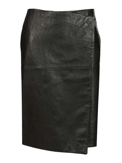Loulou Studio Leather Skirt In Metallic