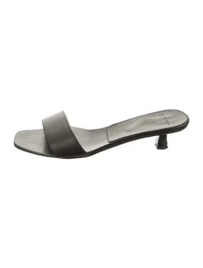 Pre-owned Loulou Studio Leather Slides In Black