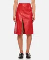 Loulou Studio Red Ekare Leather Midi Skirt In Red