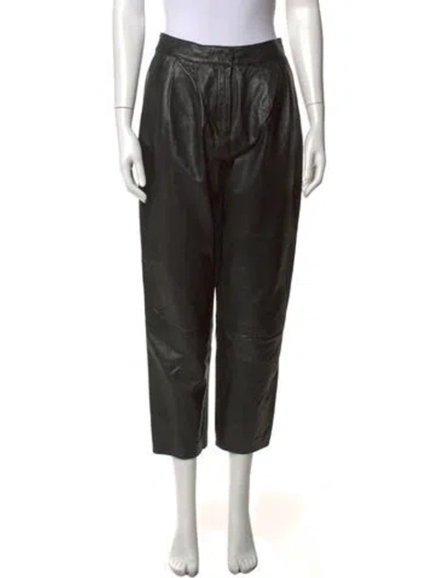 Pre-owned Loulou Studio Leather Straight Leg Pants In Black