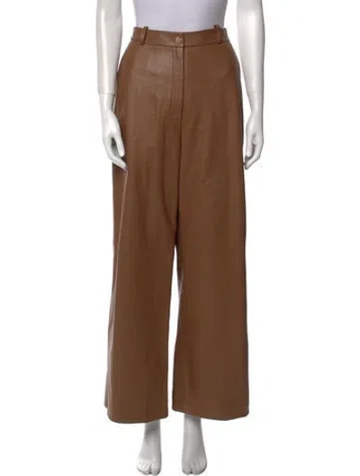 Pre-owned Loulou Studio Leather Wide Leg Pants In Neutral