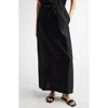 Loulou Studio Black Skirt In Linen And Silk In Black
