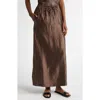 Loulou Studio Loulou De Saison Liam Linen & Silk Satin Maxi Skirt In Deep Taupe