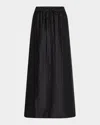 Loulou Studio Black Skirt In Linen And Silk In Black