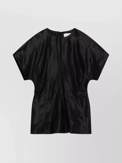 LOULOU STUDIO LINEN AND SILK T-SHIRT WITH SHORT SLEEVES