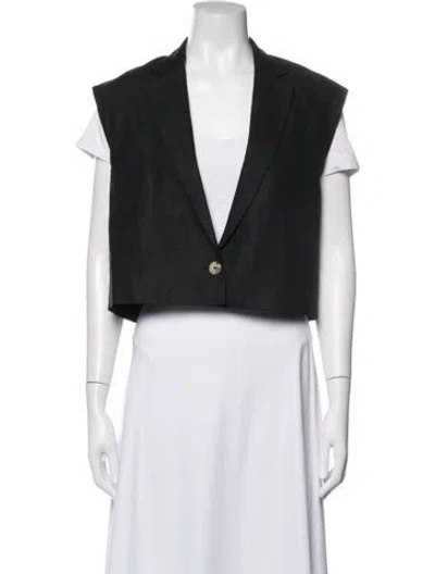 Pre-owned Loulou Studio Linen Blazer In Black