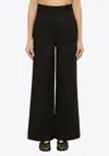 Loulou Studio Black Cotton Blend Idai Palazzo Pant In Black