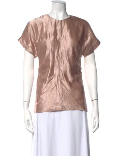 Pre-owned Loulou Studio Linen Crew Neck Top In Pink