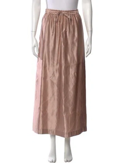 Pre-owned Loulou Studio Linen Long Skirt In Pink