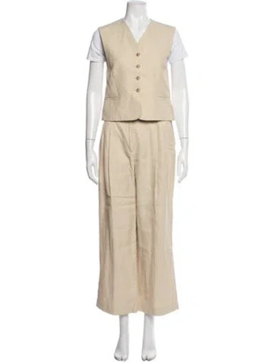 Pre-owned Loulou Studio Linen Pantsuit In Neutrals