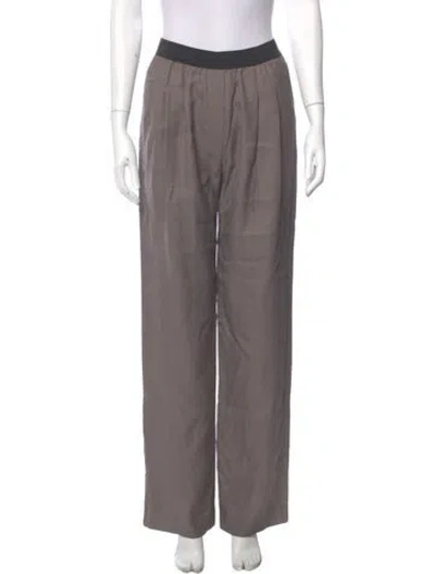 Pre-owned Loulou Studio Linen Straight Leg Pants In Gray