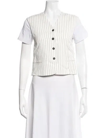Pre-owned Loulou Studio Linen Striped Vest W/ Tags In White