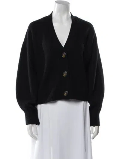 Pre-owned Loulou Studio Linen V-neck Sweater In Black