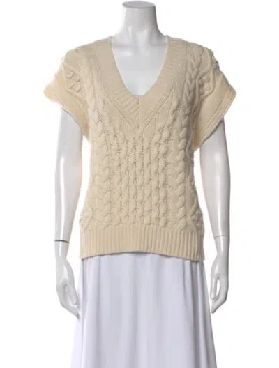 Pre-owned Loulou Studio Linen V-neck Sweater In Neutral