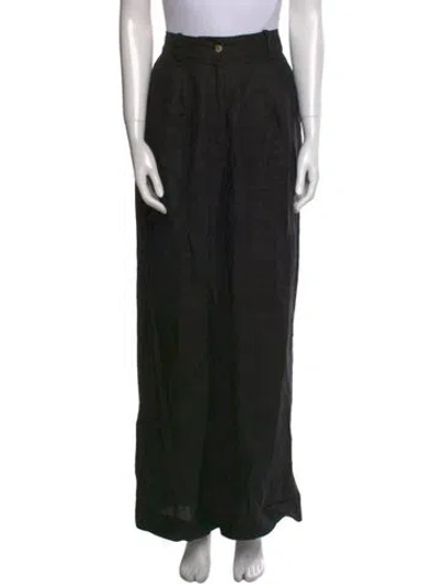 Pre-owned Loulou Studio Linen Wide Leg Pants In Black