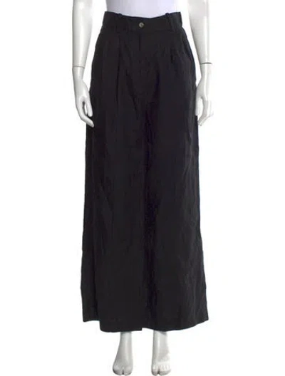 Pre-owned Loulou Studio Linen Wide Leg Pants In Black