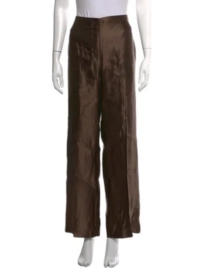 Pre-owned Loulou Studio Linen Wide Leg Pants In Brown