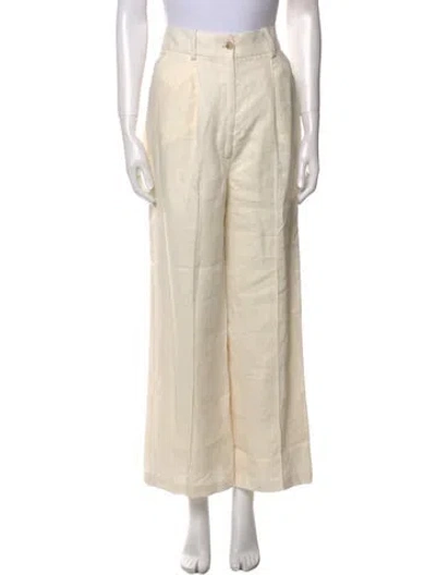 Pre-owned Loulou Studio Linen Wide Leg Pants In Neutral