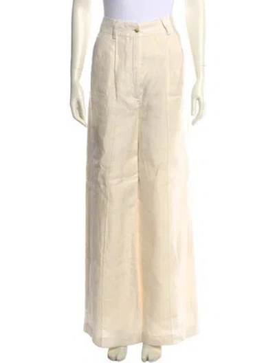 Pre-owned Loulou Studio Linen Wide Leg Pants In Neutral