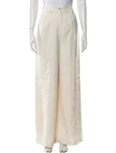 Pre-owned Loulou Studio Linen Wide Leg Pants In Neutrals