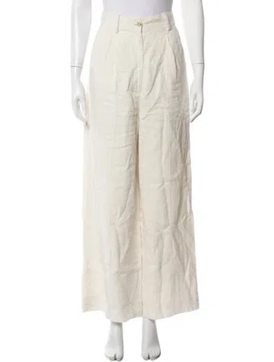 Pre-owned Loulou Studio Linen Wide Leg Pants In Neutrals