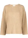 Loulou Studio Lola Long-sleeved Knitted Jumper In Braun