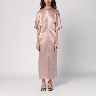 Loulou Studio Long Antique Pink Dress In Linen And Silk