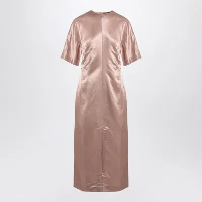 LOULOU STUDIO LONG ANTIQUE PINK DRESS IN LINEN AND SILK