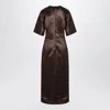 Loulou Studio Long Brown Dress In Linen And Silk
