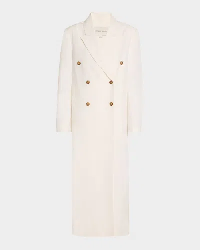 Loulou Studio Long Double-breasted Coat In Ivory
