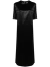 Loulou Studio Tuga Short-sleeve Shift Satin Midi Dress