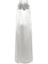 Loulou Studio Morene Metallic Silk-blend Charmeuse Midi Dress In Grey