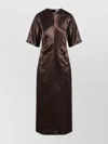 Loulou Studio Long Linen And Silk Dress With Back Seam In Brown