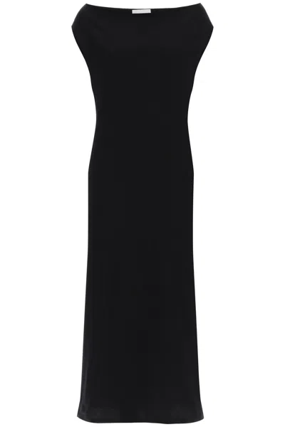 Loulou Studio Martial Cotton Midi Dress In Black