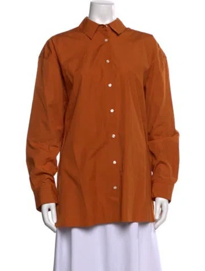 Pre-owned Loulou Studio Long Sleeve Button-up Top In Orange