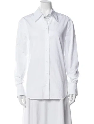 Pre-owned Loulou Studio Long Sleeve Button-up Top In White