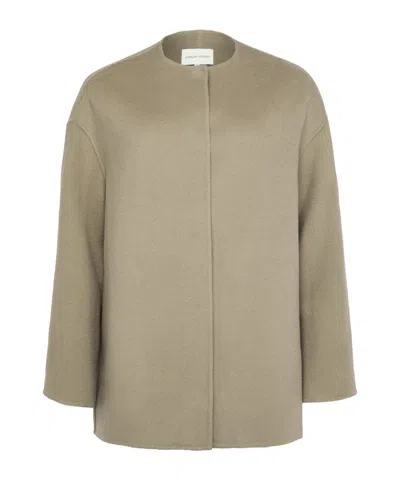 Loulou Studio Wool-cashmere Round-neck Coat In Brown
