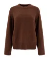 Loulou Studio Crew Neck Textured Knit Sweater In Brown