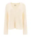 Loulou Studio V-neckline Textured Knit Sweater In White