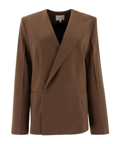Loulou Studio Long-sleeved Suit Coat In Brown
